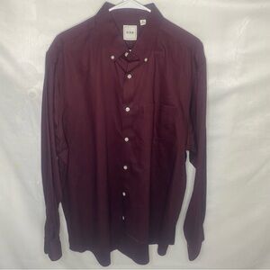ROWM Men’s XL Button-Down Shirt Long Sleeve  Merlot Burgundy Textured Cotton